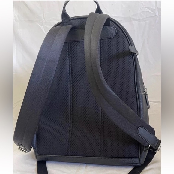 Michael Kors Hudson Logo Stripe Black Pebbled Leather Backpack NWT RARE - Picture 5 of 10